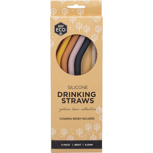 Ever Eco- Silicone Straws Bent Golden Hour Collection-4pk