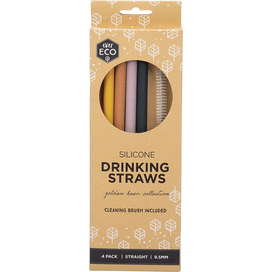 Ever Eco- Silicone Straws Straight Golden Hour Collection-4pk