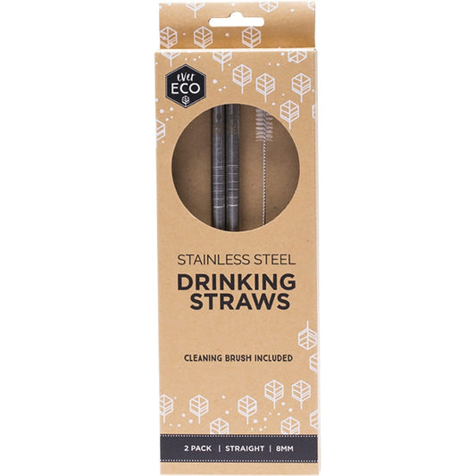 Ever Eco- Stainless Steel Straws Straight-2pk