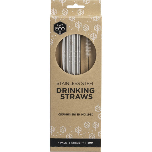 Ever Eco- Stainless Steel Straws Straight-4pk