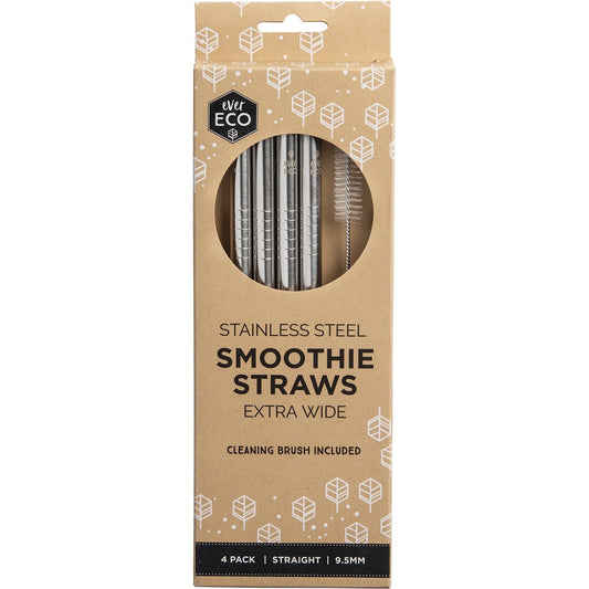 Ever Eco- Stainless Steel Straws Straight Smoothie-4pk