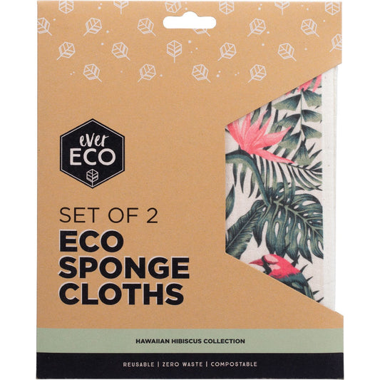 Ever Eco- Eco Sponge Cloths Hawaiian Hibiscus Collection-2pk