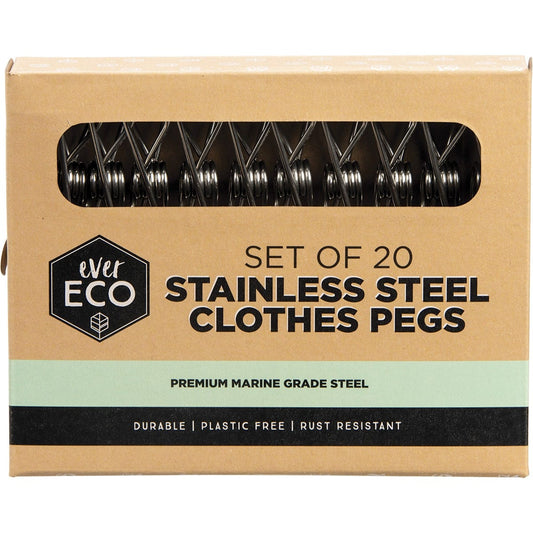 Ever Eco- Stainless Steel Clothes Pegs Premium Marine Grade-20pk