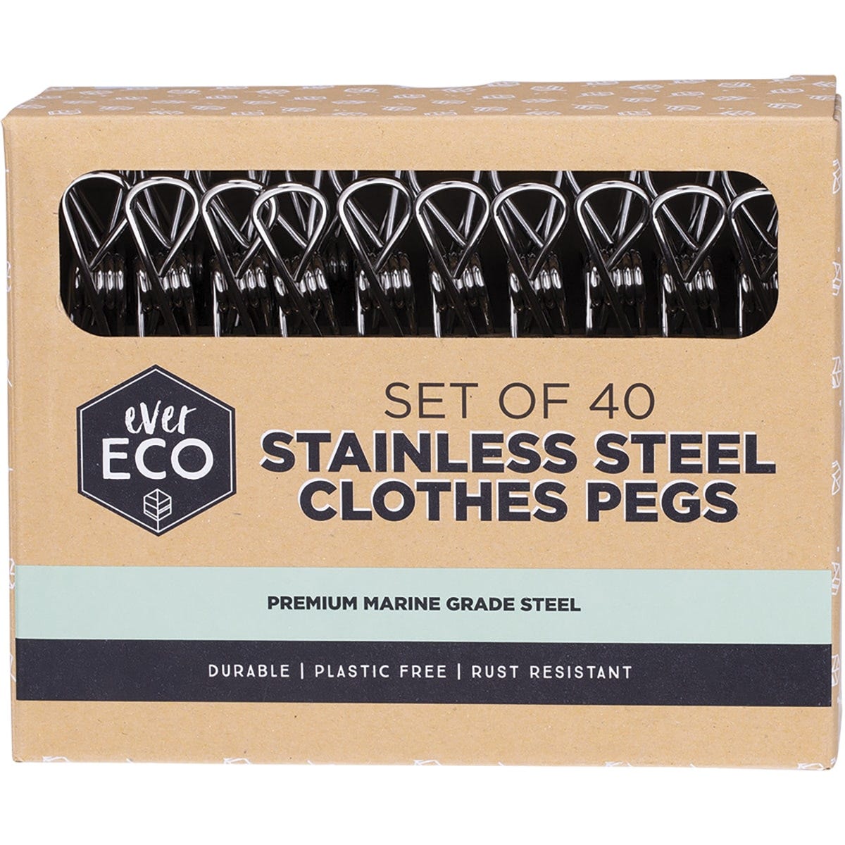 Ever Eco- Stainless Steel Clothes Pegs Premium Marine Grade-40pk