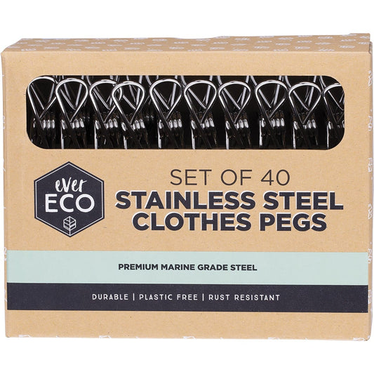 Ever Eco- Stainless Steel Clothes Pegs Premium Marine Grade-40pk