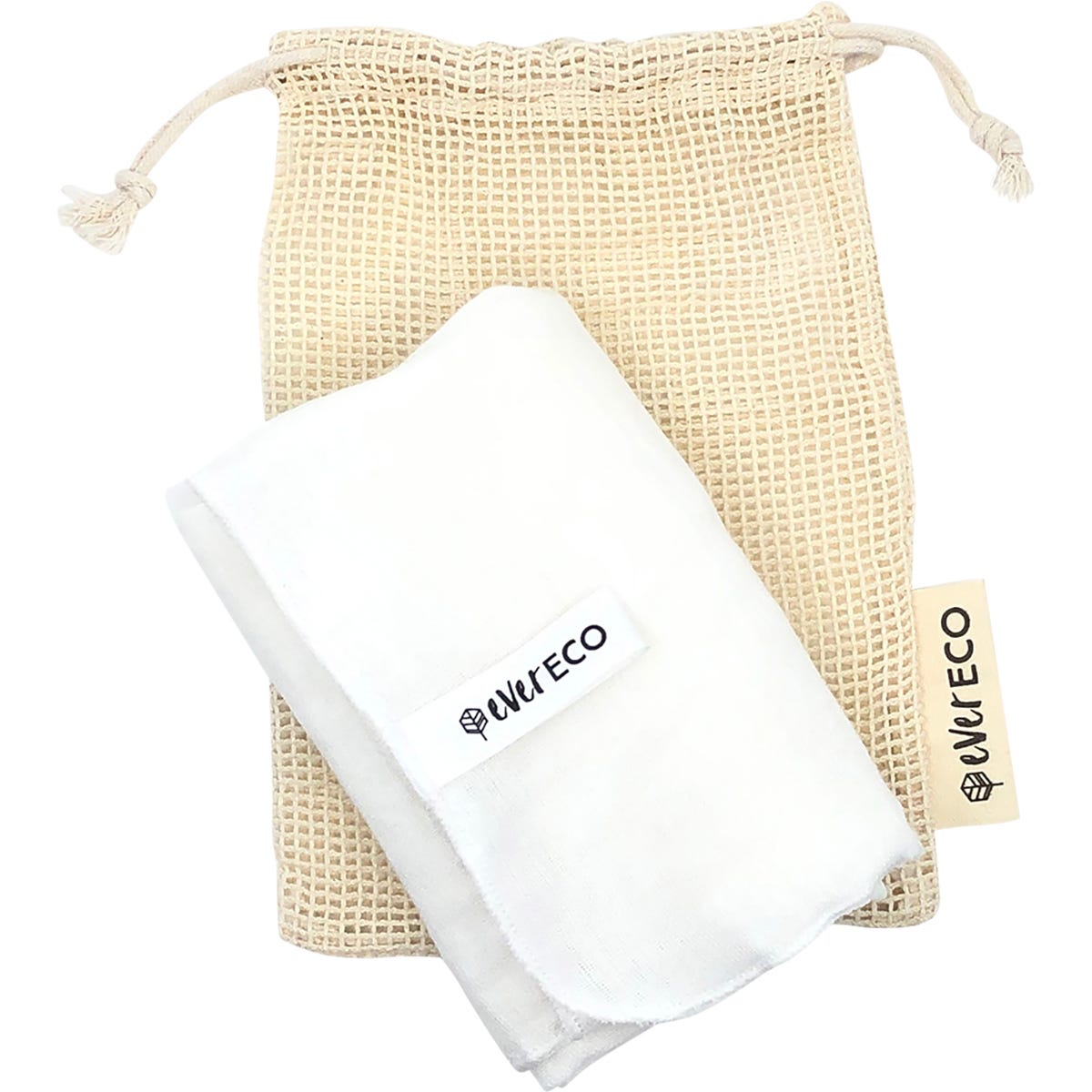 Ever Eco- Muslin Facial Cloths with Cotton Wash Bag-2pk