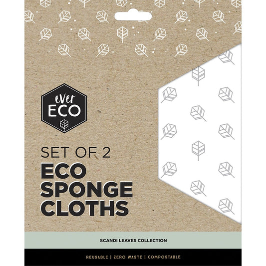 Ever Eco- Eco Sponge Cloths Scandi Leaves Collection-2pk