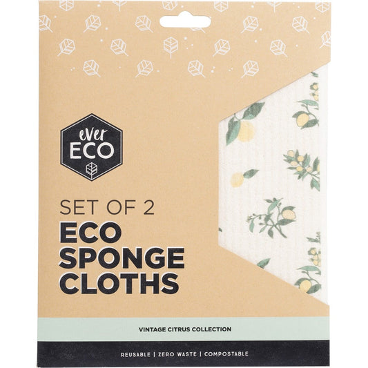 Ever Eco- Eco Sponge Cloths Vintage Citrus Collection-2pk