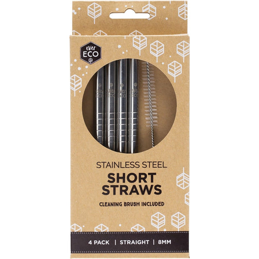 Ever Eco- Stainless Steel Short Straws-4pk