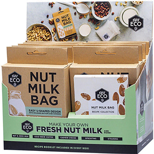 Ever Eco- Nut Milk Bag Counter Display with Recipe Booklets-x9