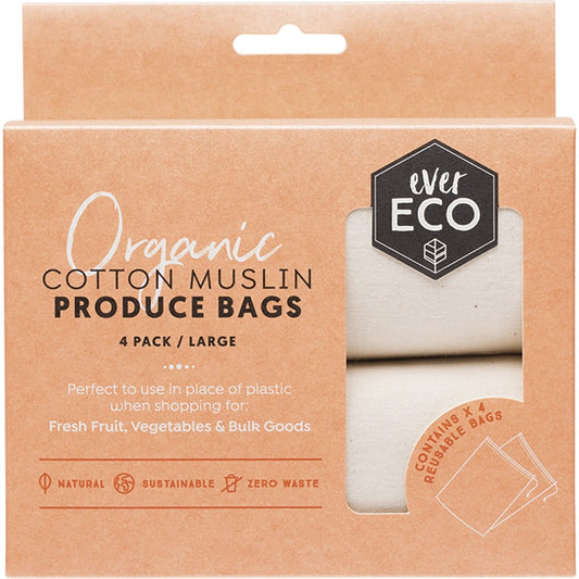 Ever Eco- Reusable Produce Bags Organic Cotton Muslin-4pk