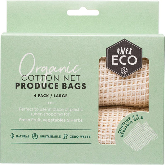Ever Eco- Reusable Produce Bags Organic Cotton Net-4pk