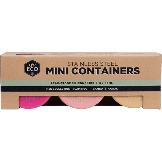 Ever Eco- Stainless Steel Mini Containers Rise Leak Proof-3pk