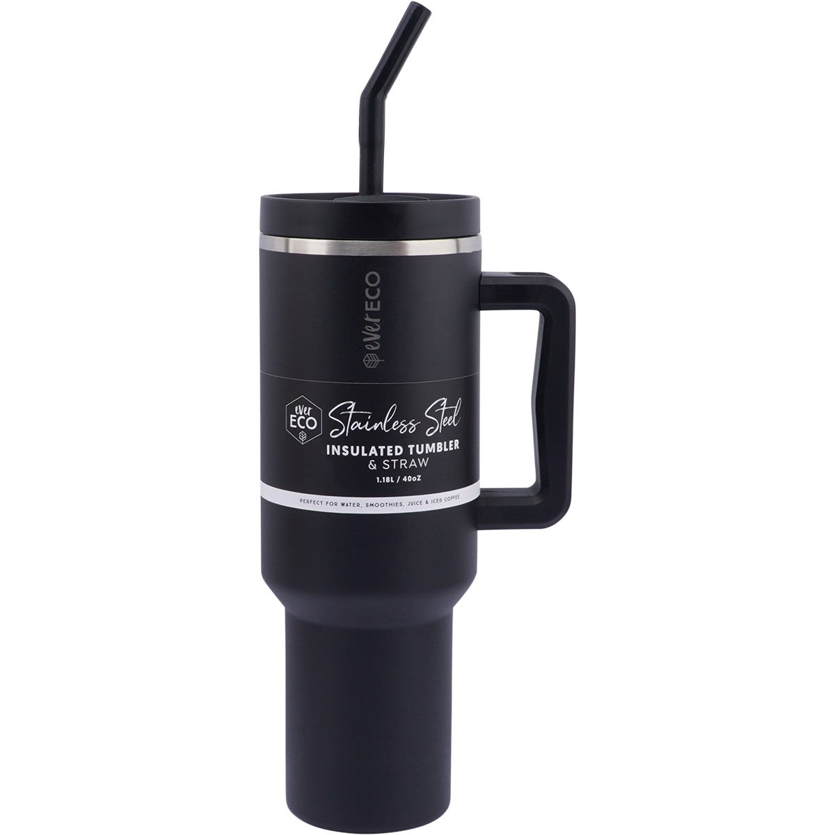 Ever Eco- Insulated Tumbler with Handle & Straw Onyx-1.18L