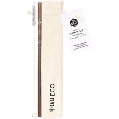 Ever Eco- Stainless Steel Straw Kit Straight Rose Gold
