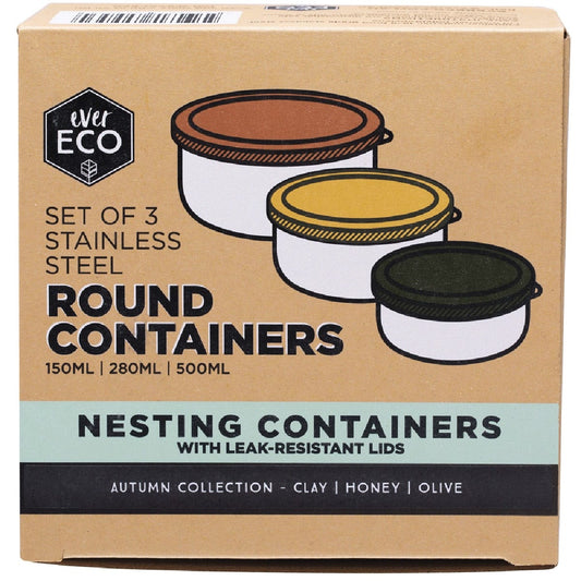 Ever Eco- Stainless Steel Round Nesting Containers Autumn-3pk