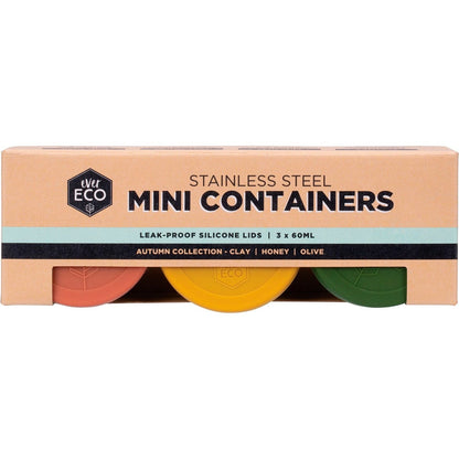 Ever Eco- Stainless Steel Mini Containers Autumn Leak Resistant-3pk