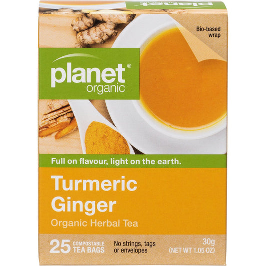 Planet Organic- Turmeric Ginger Herbal Tea Bags-25pk