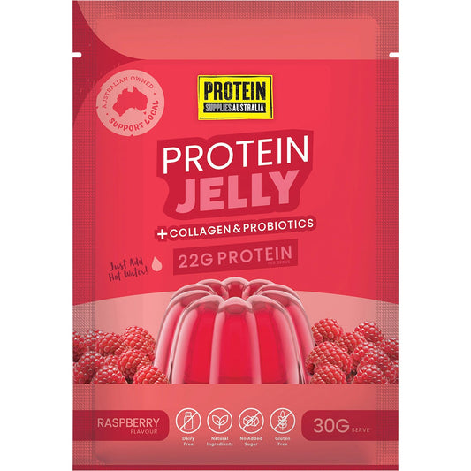 Protein Supplies Australia- Protein Jelly with Collagen Raspberry-12x30g