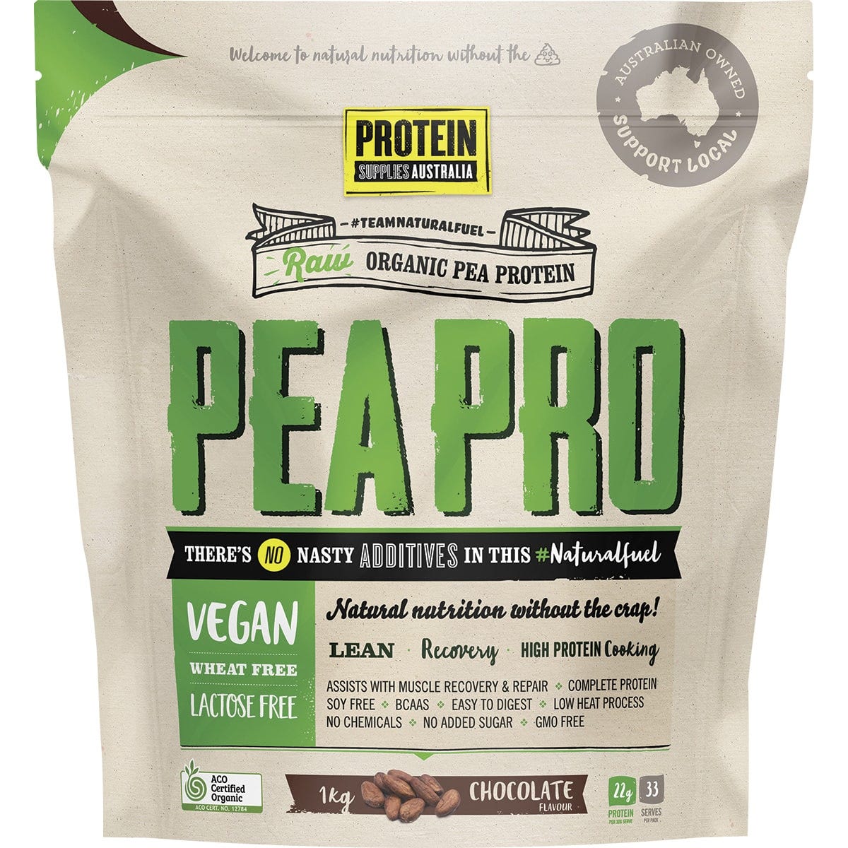 Protein Supplies Australia- PeaPro Raw Pea Protein Chocolate-1kg