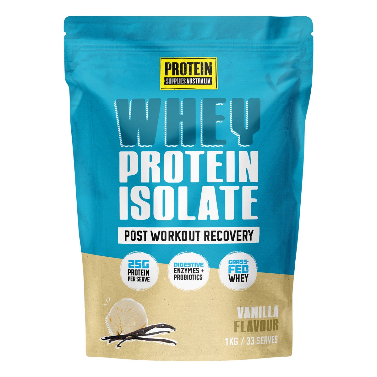 Protein Supplies Australia- WPI Whey Protein Isolate Vanilla-1kg