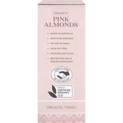 Organic Times- Pink Raspberry Dusted White Choc Almonds-130g