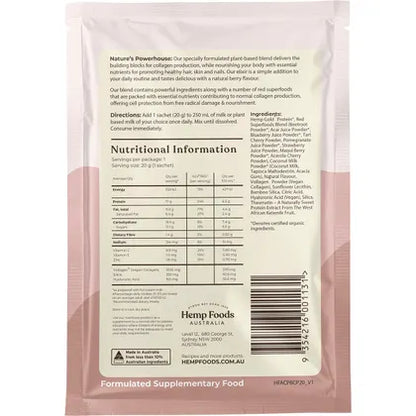 Hemp Foods Australia- Plant-Based Collagen+ Berry-7x20g