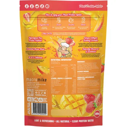 MACRO MIKE- Plant Protein Water Strawberry Mango-300g