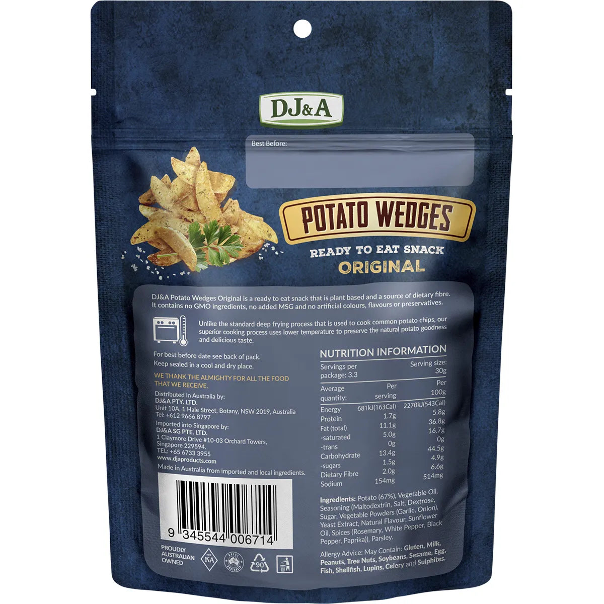 DJ&A- Potato Wedges Original-9x100g