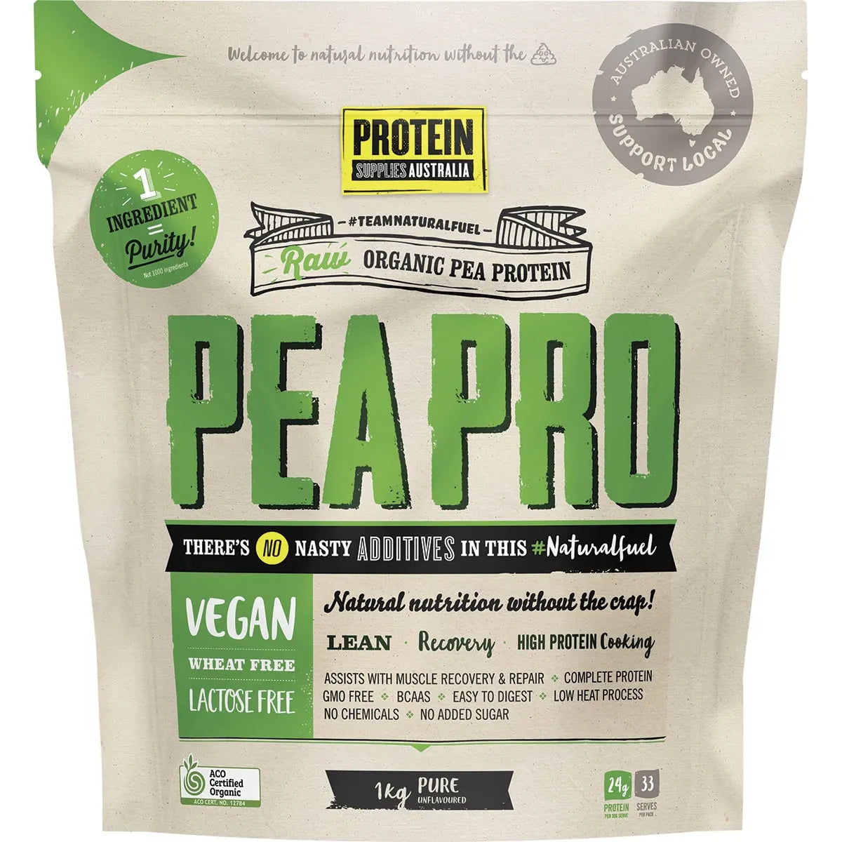 Protein Supplies Australia- PeaPro Raw Pea Protein Pure-1kg