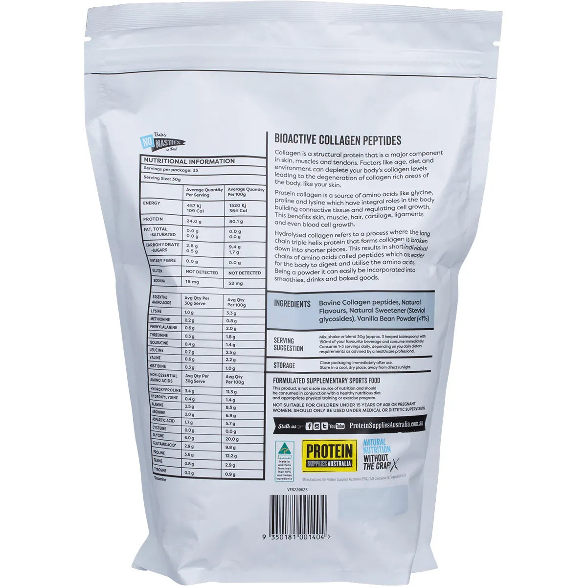 Protein Supplies Australia- Collagen Vanilla-500g