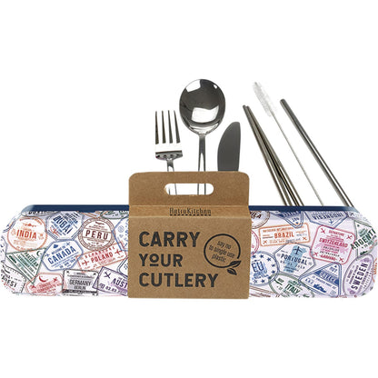 Retrokitchen- Passport Stamps Stainless Steel Cutlery Set