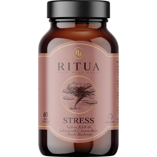 Ritua- STRESS Saffron Ashwagandha LemonBalm Reishi-60 Caps