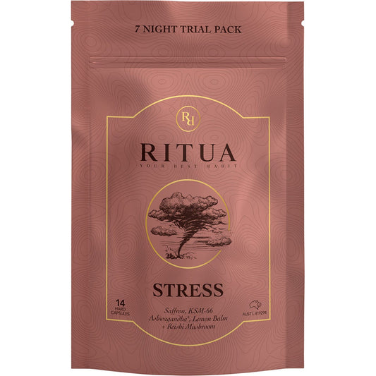 Ritua- STRESS Trial Pack Saffron Ashwagandha LemonBalm Reishi-14 Caps