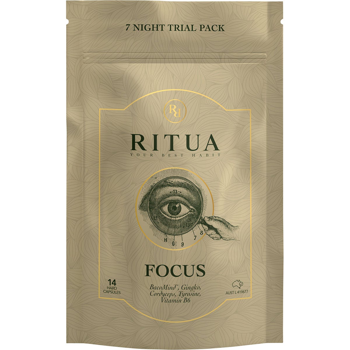 Ritua- FOCUS Trial Pack BacoMind Ginko Cordyceps Tyrosine B6-14 Caps