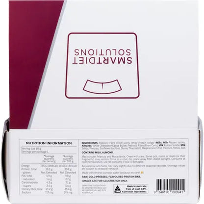 Smart Protein Bar- Raspberry White Chocolate Flavour Protein Bar-12x60g
