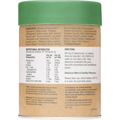 Amazonia- Raw Nutrients Greens Mint & Vanilla-600g