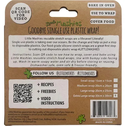 Product Details  Little Mashies- Reusable Wrap, Bake & Cover Food Wrap XL (30cm x 30cm)-