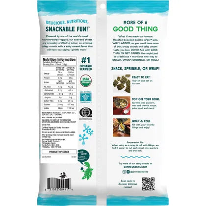 GIMME- Roasted Seaweed Big Sheets Sea Salt 7 Sheets-26g