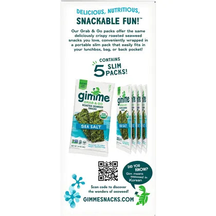 GIMME- Roasted Seaweed Snacks Grab & Go Sea Salt-5x4g