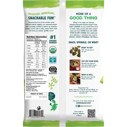GIMME- Roasted Seaweed Snacks Grab & Go Sea Salt & Avocado Oil 7 Sheets - 26g
