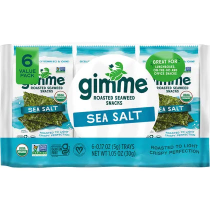 GIMME- Roasted Seaweed Snacks Sea Salt-6x5g