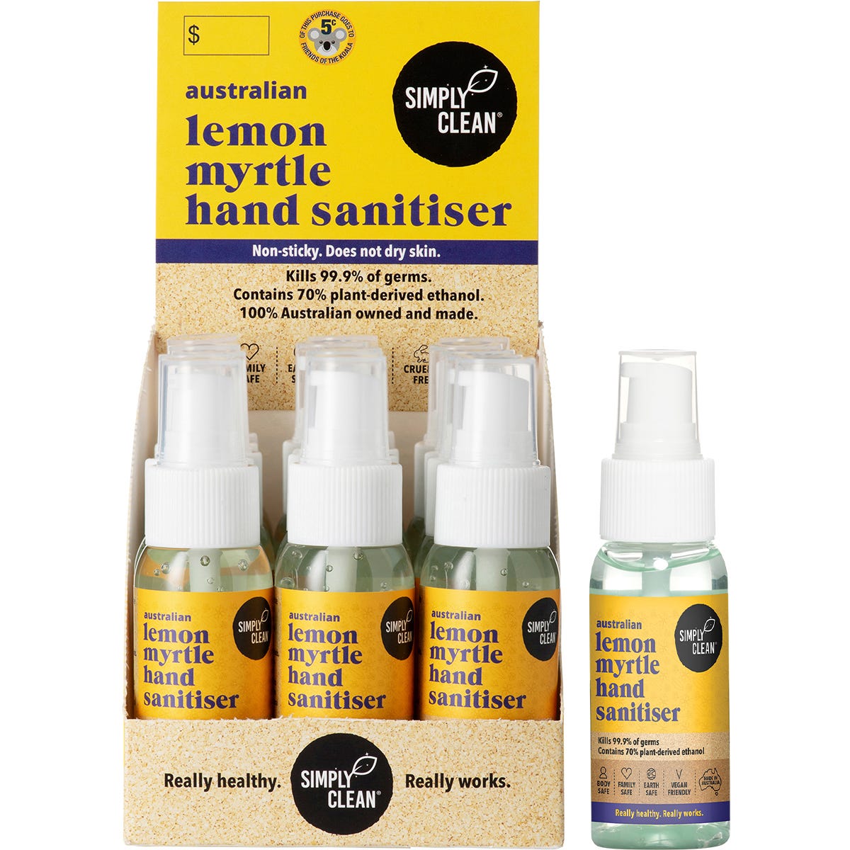 Simply Clean- Hand Sanitiser Lemon Myrtle-15x50ml