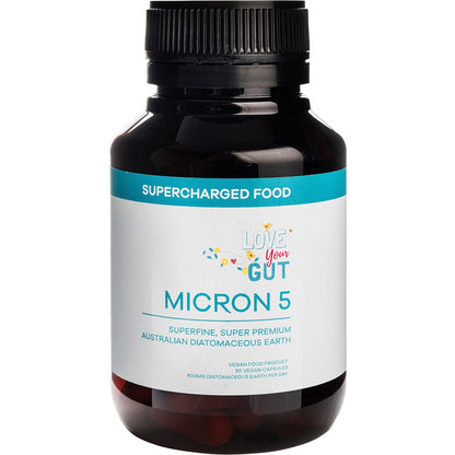 Supercharged Food- Love Your Gut Capsules Micron 5 Diatomaceous Earth-90 Caps