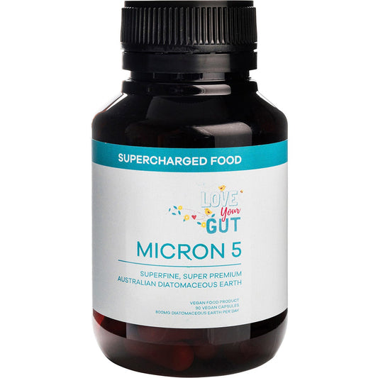 Supercharged Food- Love Your Gut Capsules Micron 5 Diatomaceous Earth-90 Caps
