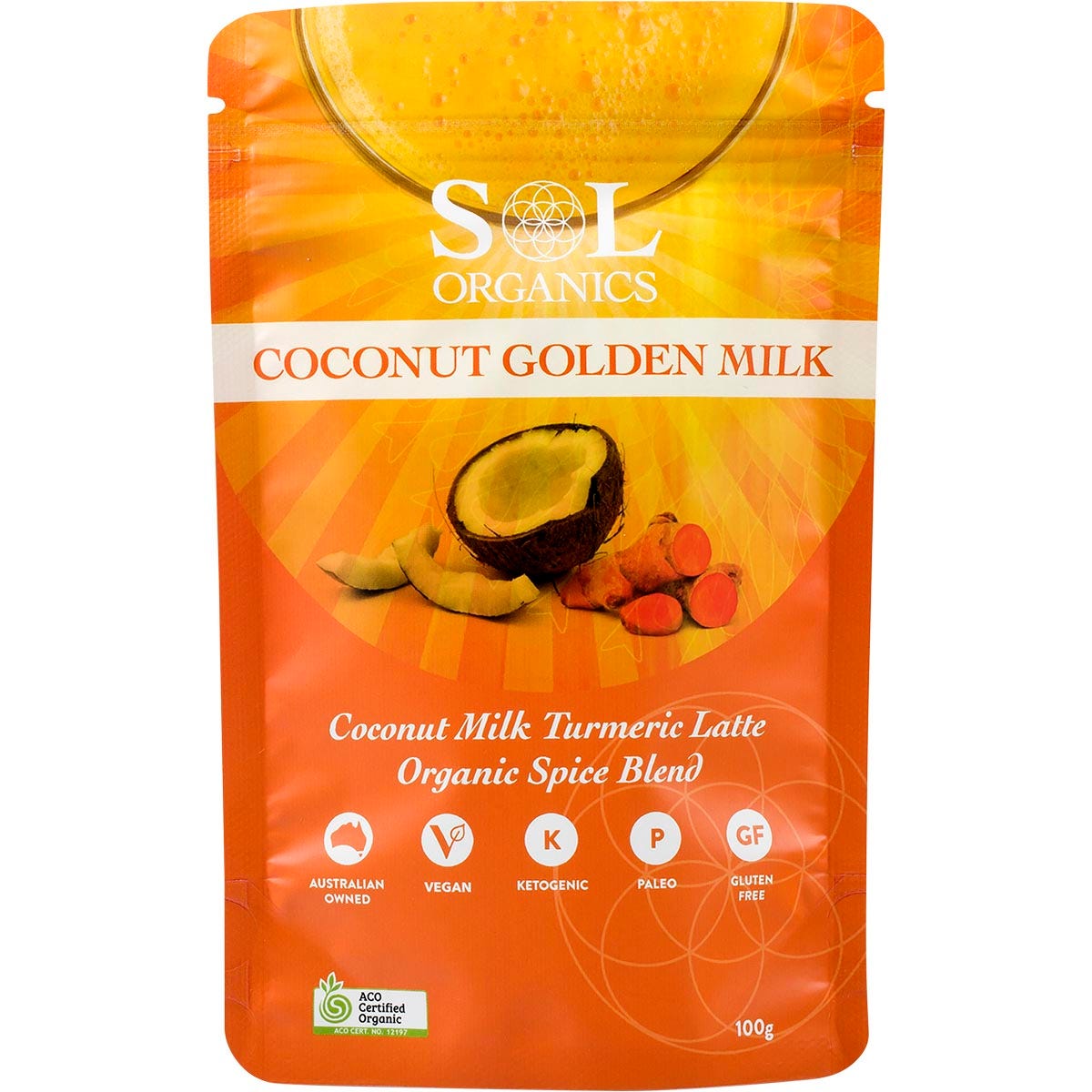 Sol Organics- Coconut Golden Milk Turmeric Blend-100g