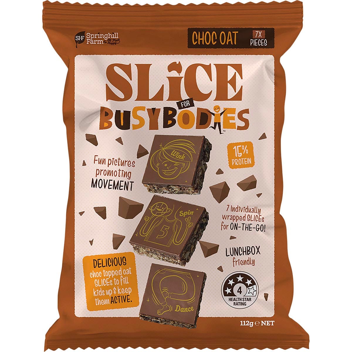 Springhill Farm- SLICE for Busybodies Choc Oat 7 Pack-112g