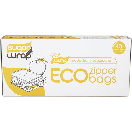 SugarWrap- Eco Zipper Bags Made from Sugarcane Small-40pk