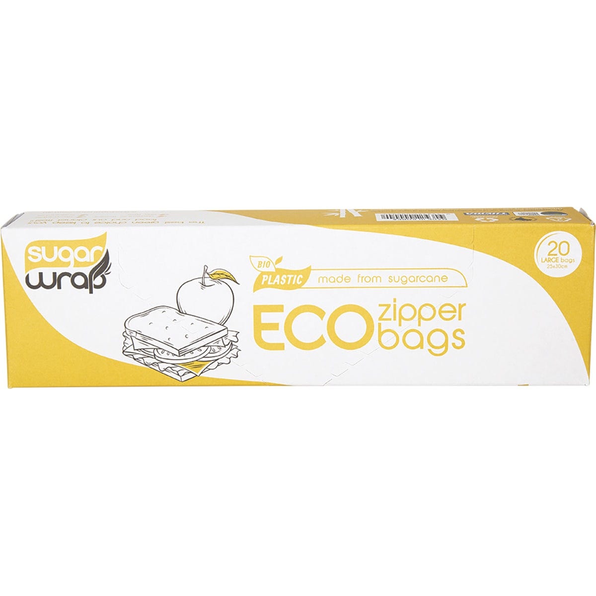 SugarWrap- Eco Zipper Bags Made from Sugarcane Large-20pk