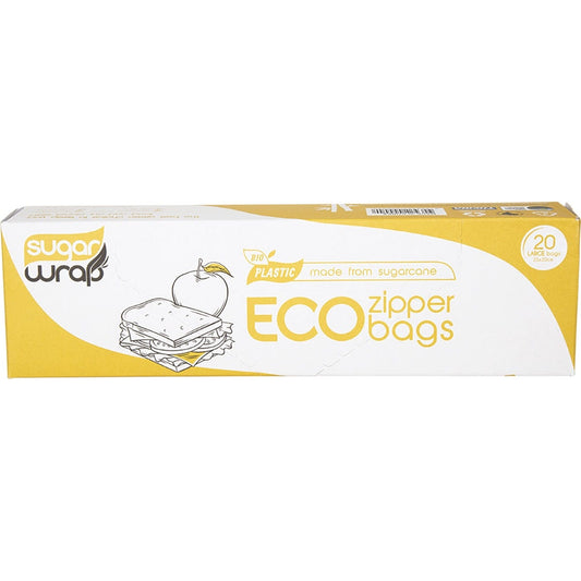 SugarWrap- Eco Zipper Bags Made from Sugarcane Large-20pk